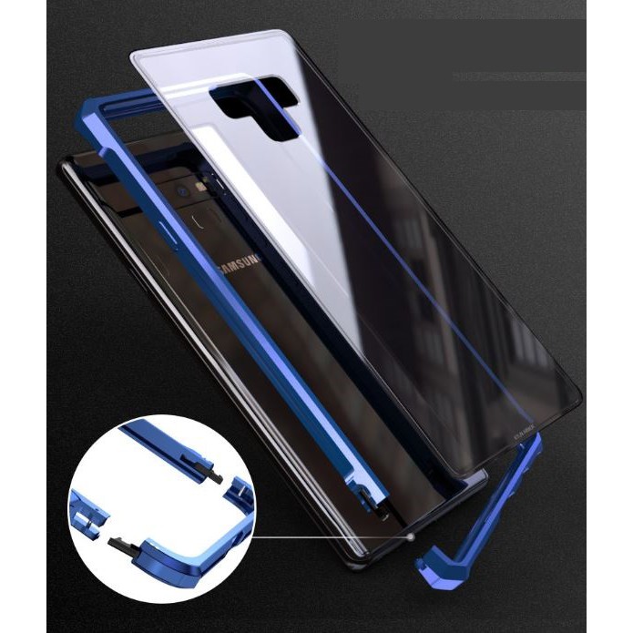 Samsung Galaxy Note 9 Tempered Glass Metal Phone Case Cover Casing