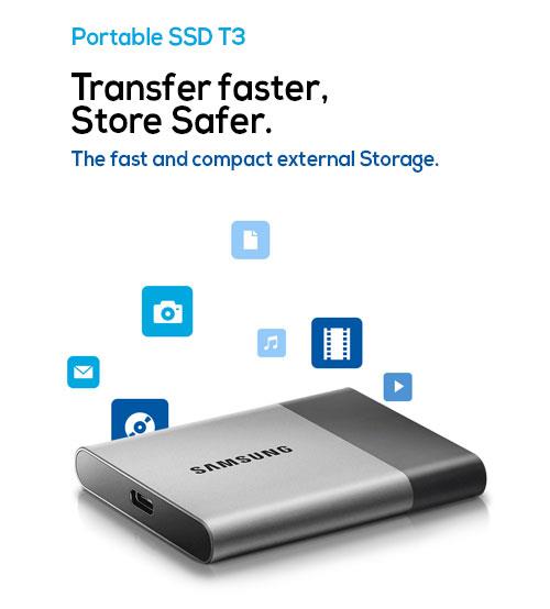 Samsung Portable SSD T3 250GB External SSD Solid State Disk Drive