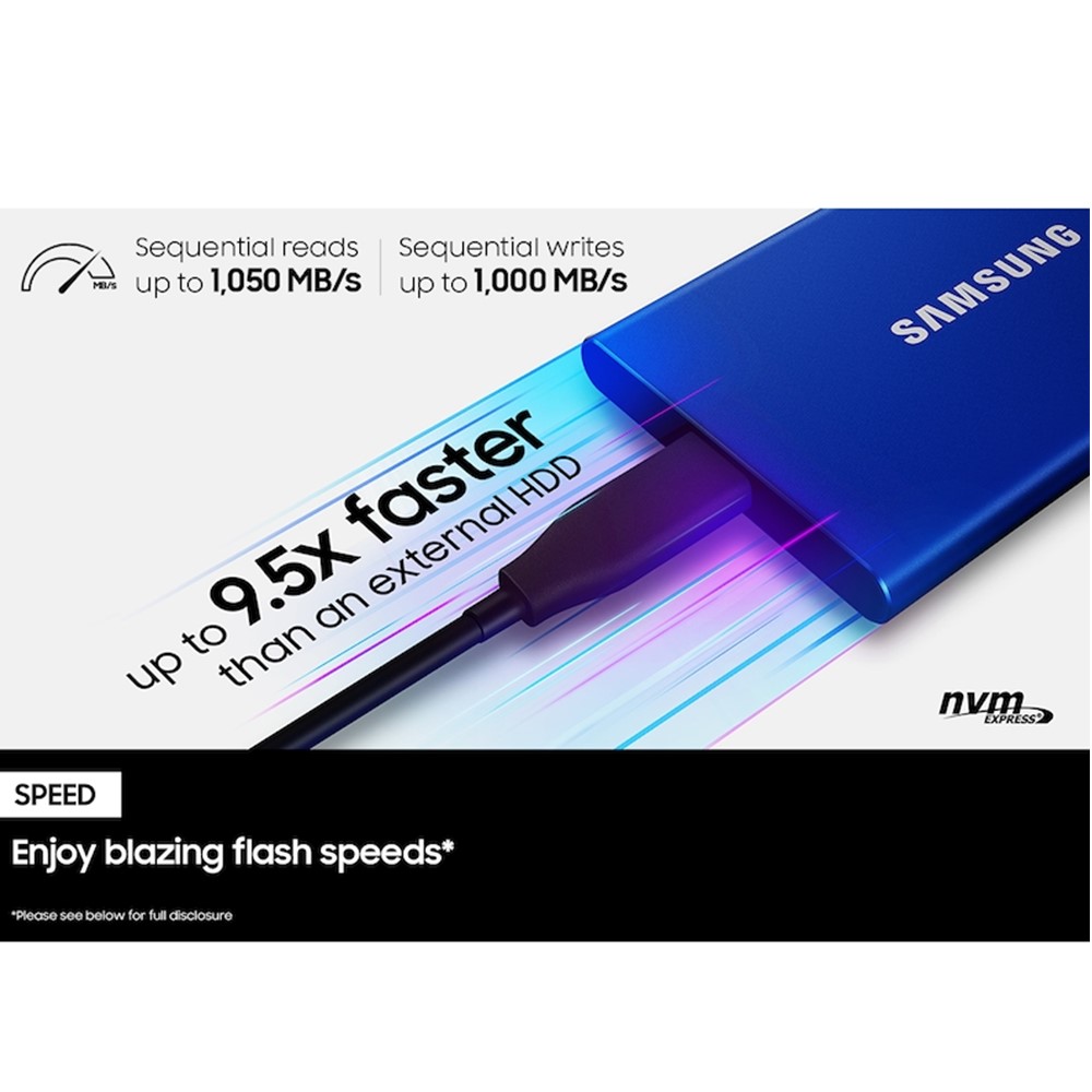 Samsung Portable T7 USB 3.2 2TB SSD (Blue) - MU-PC2T0H/WW