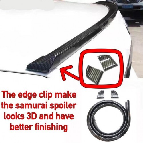 Samurai Universal Rear Bonnet Spoiler Carbon Car Rubber Strip(With 2 Edge Clip