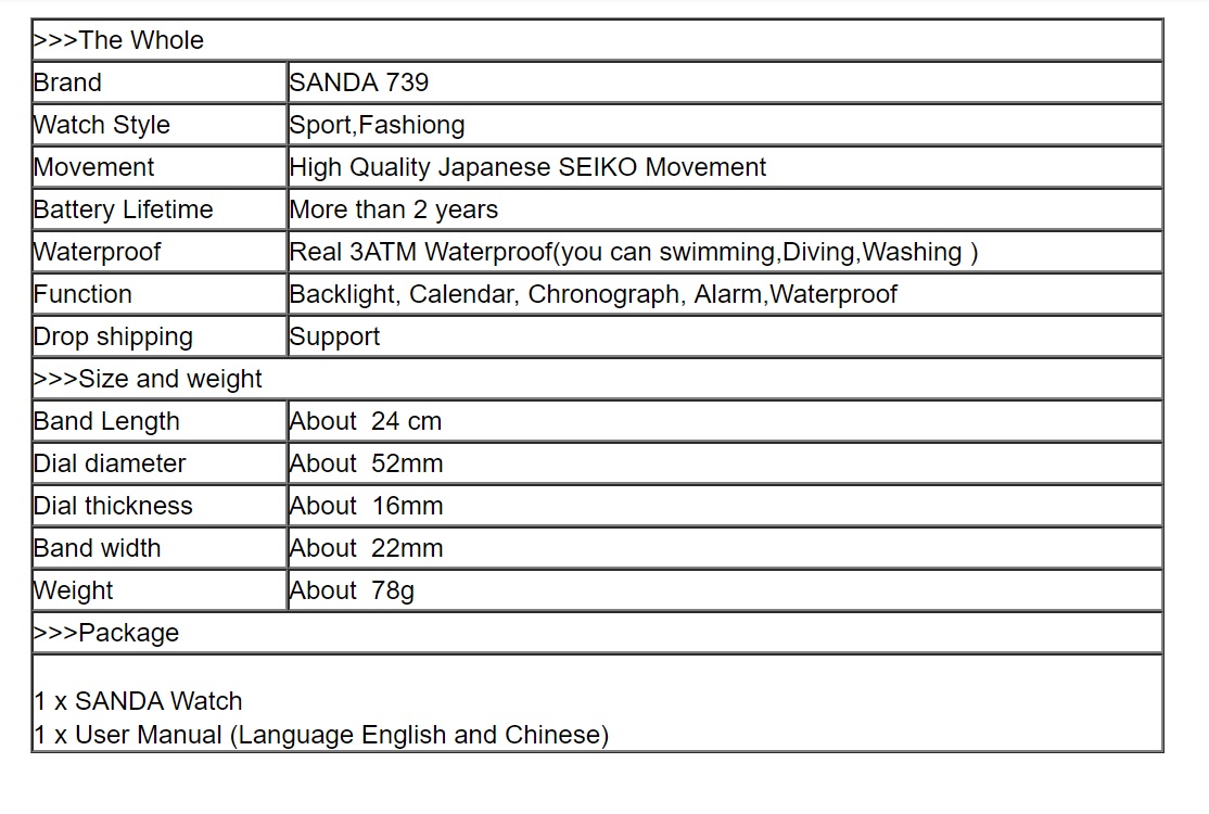 sanda watch instructions