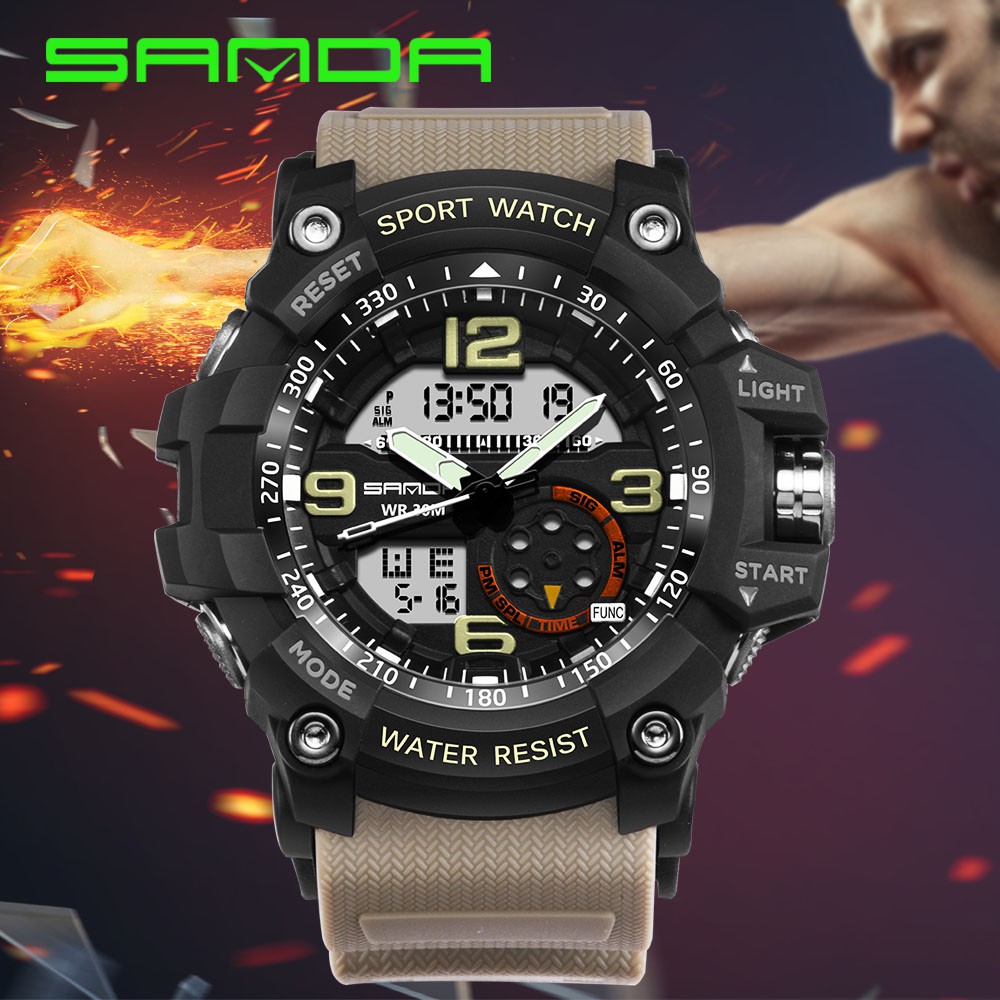 SANDA 759 G Style Military Sports Men's Shockproof Digital Watch - Black Grey