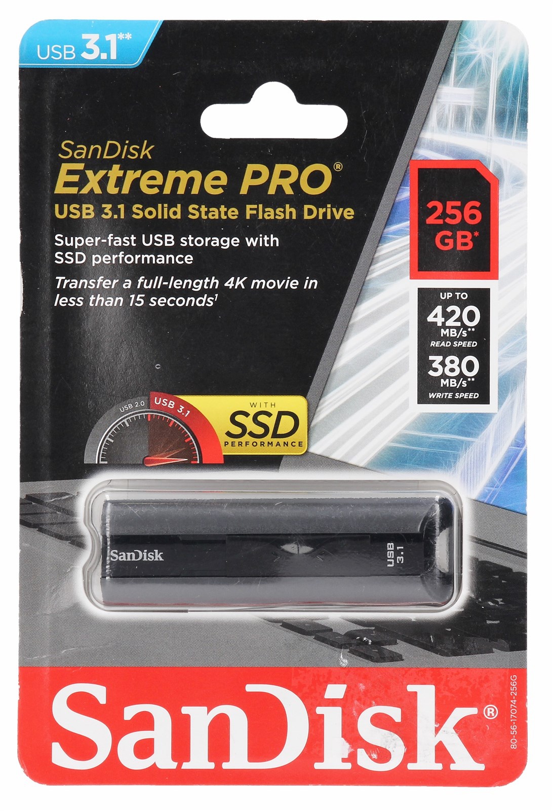 SANDISK EXTREME GO 256GB CRUZER 880 USB3.1 FLASH DRIVE (SDCZ880-256G-G..