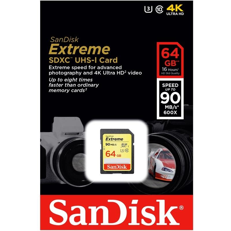 SANDISK EXTREME 32GB 64GB SD SDHC CLASS 10 90MB/S MEMORY CARD