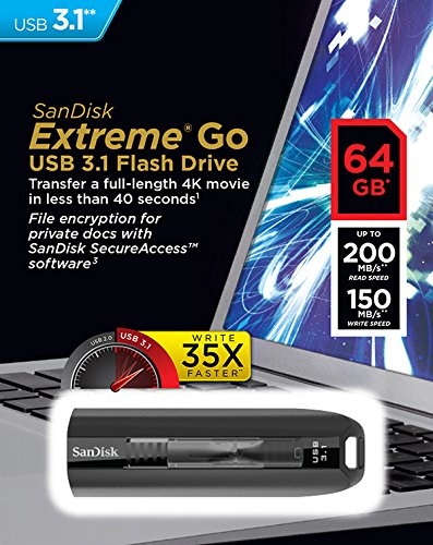 SANDISK EXTREME GO 64GB CRUZER 800 USB3.1 FLASH DRIVE (SDCZ800-064G-G4..