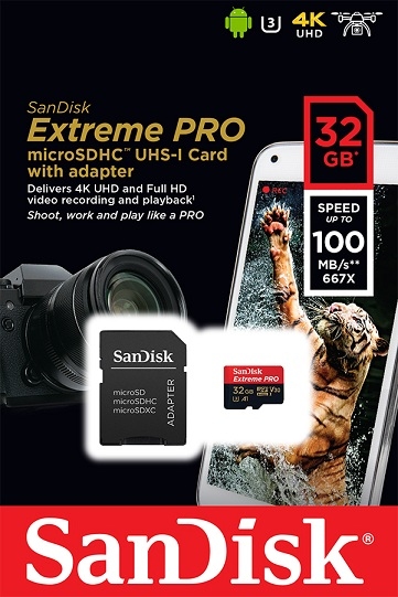 SANDISK EXTREME PRO 32GB TF CL10 100MB/S MEMORY CARD (SDSQXCG-032G-GN6..