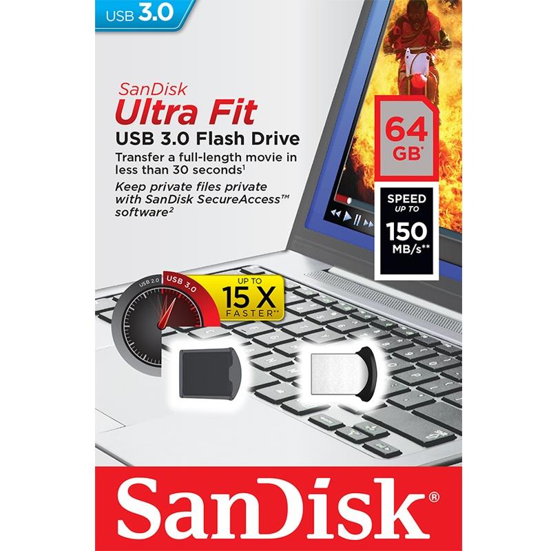 SANDISK Ultra Fit USB 3.0 150MB/s 16GB 32GB 64GB Flash Pen Drive