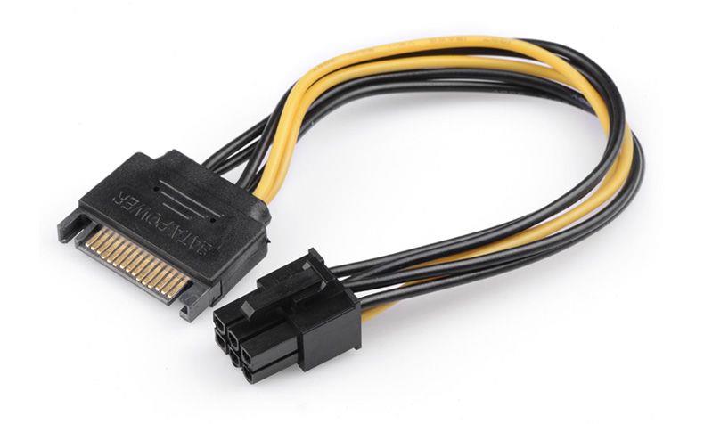 SATA 15 Pin to 6 Pin PCI-Express PCIE PCI-E Graphic Card Power Adaptor