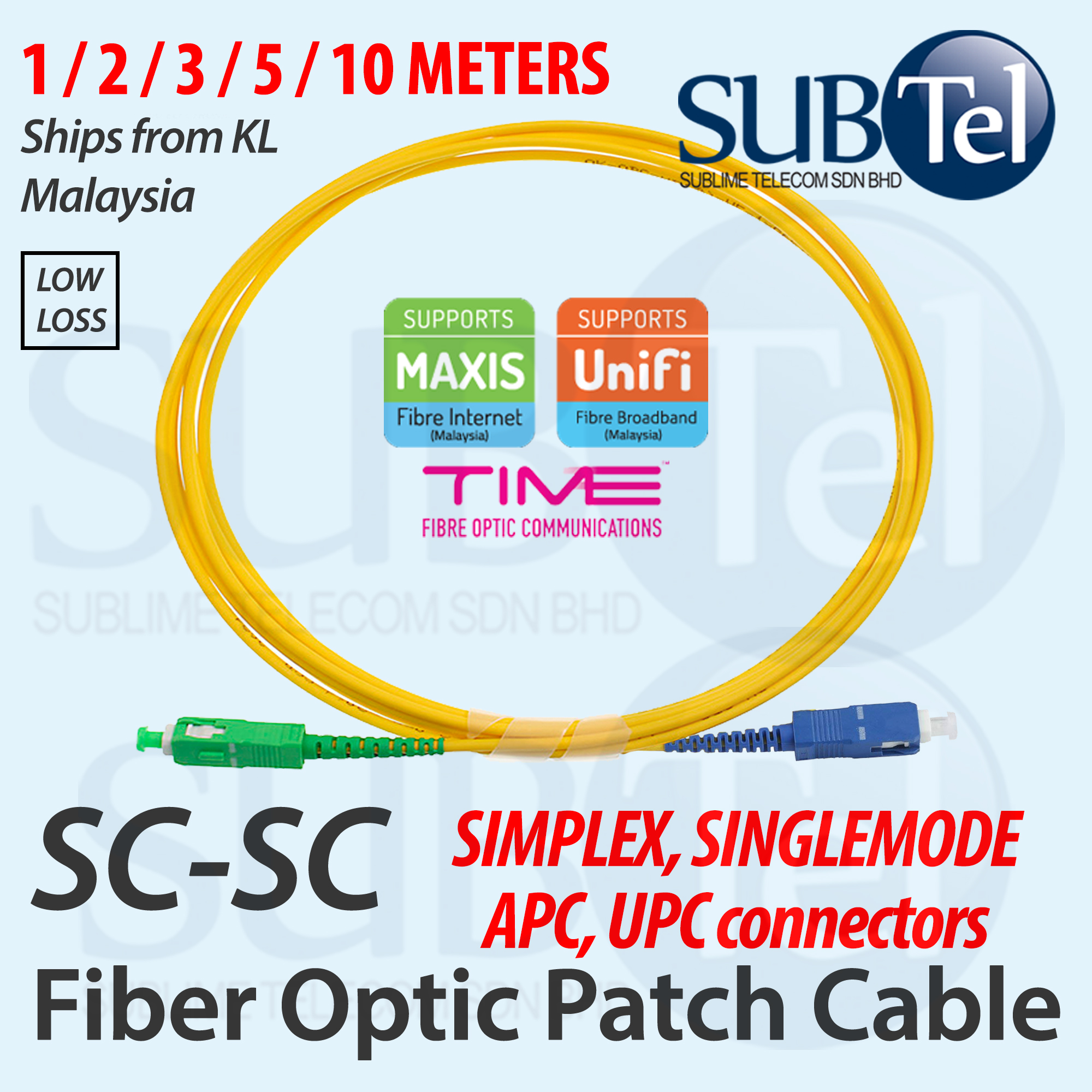 SC/APC-SC/UPC Single Mode Simplex Fiber Optic Patch Cord Cable APC UPC
