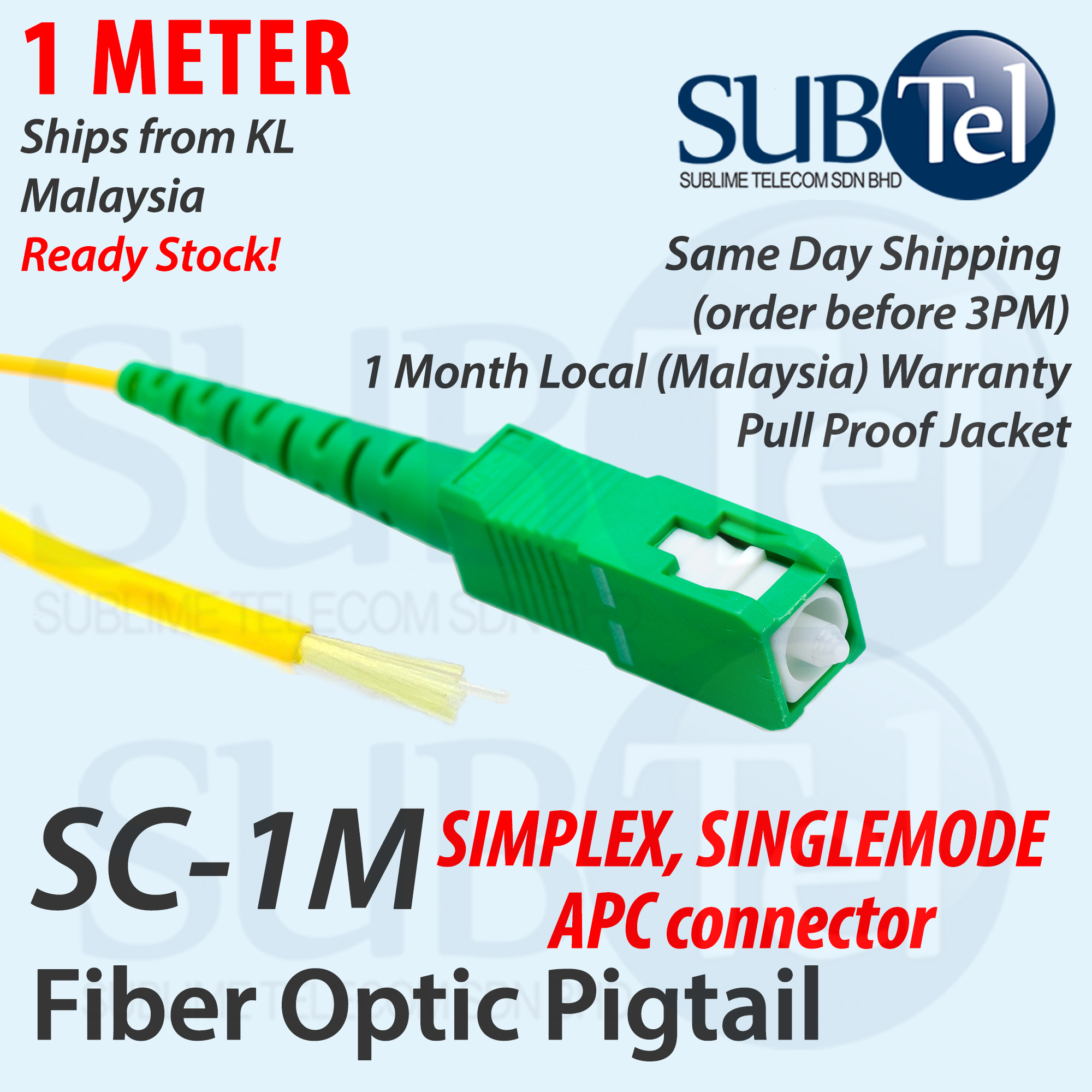 SC APC Simplex Single Mode Fiber Optic Cable Pigtail SMF CCTV FTTH