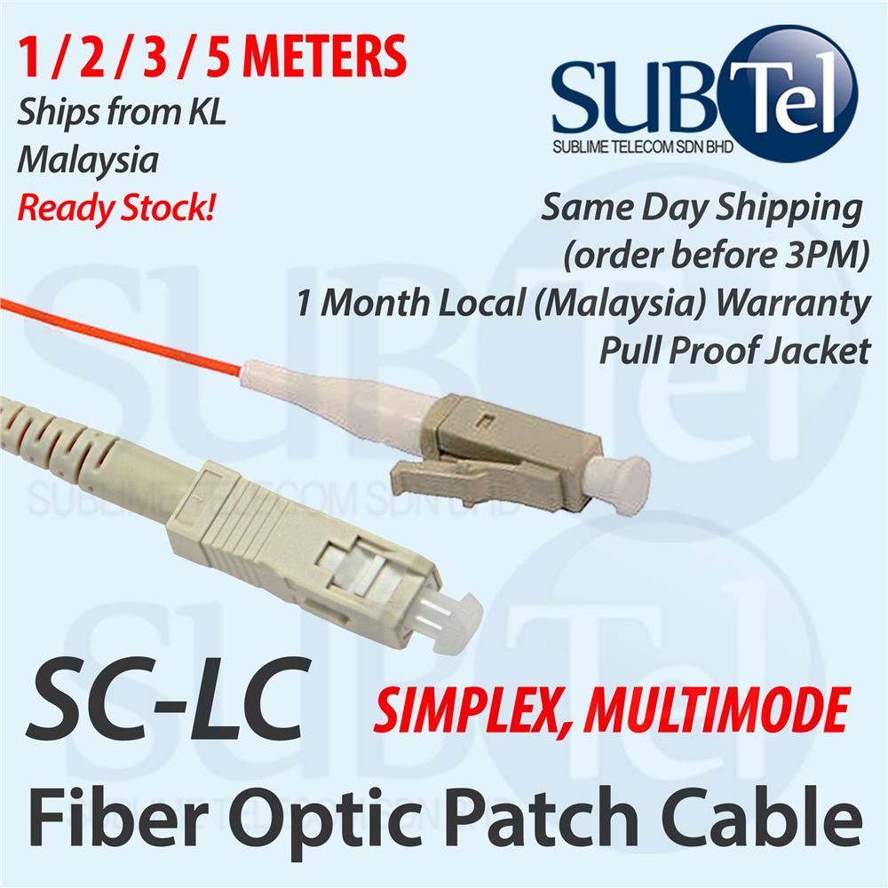 SC-LC OM2 Multi Mode Simplex Fiber Optic Patch Cord Cable SC to LC