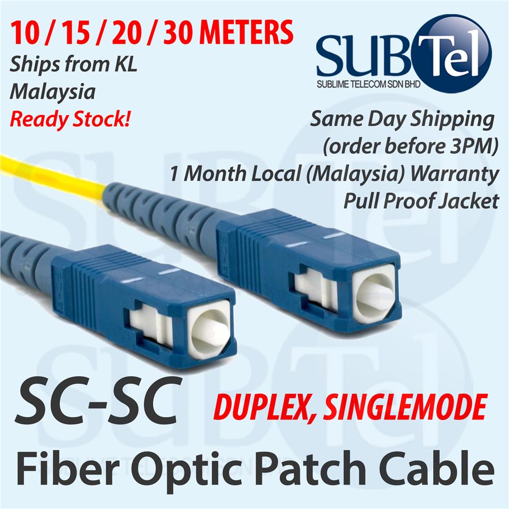 SC-SC Duplex Single Mode Optic Fiber Patch Cord 10M 15M 20M 30M Cable
