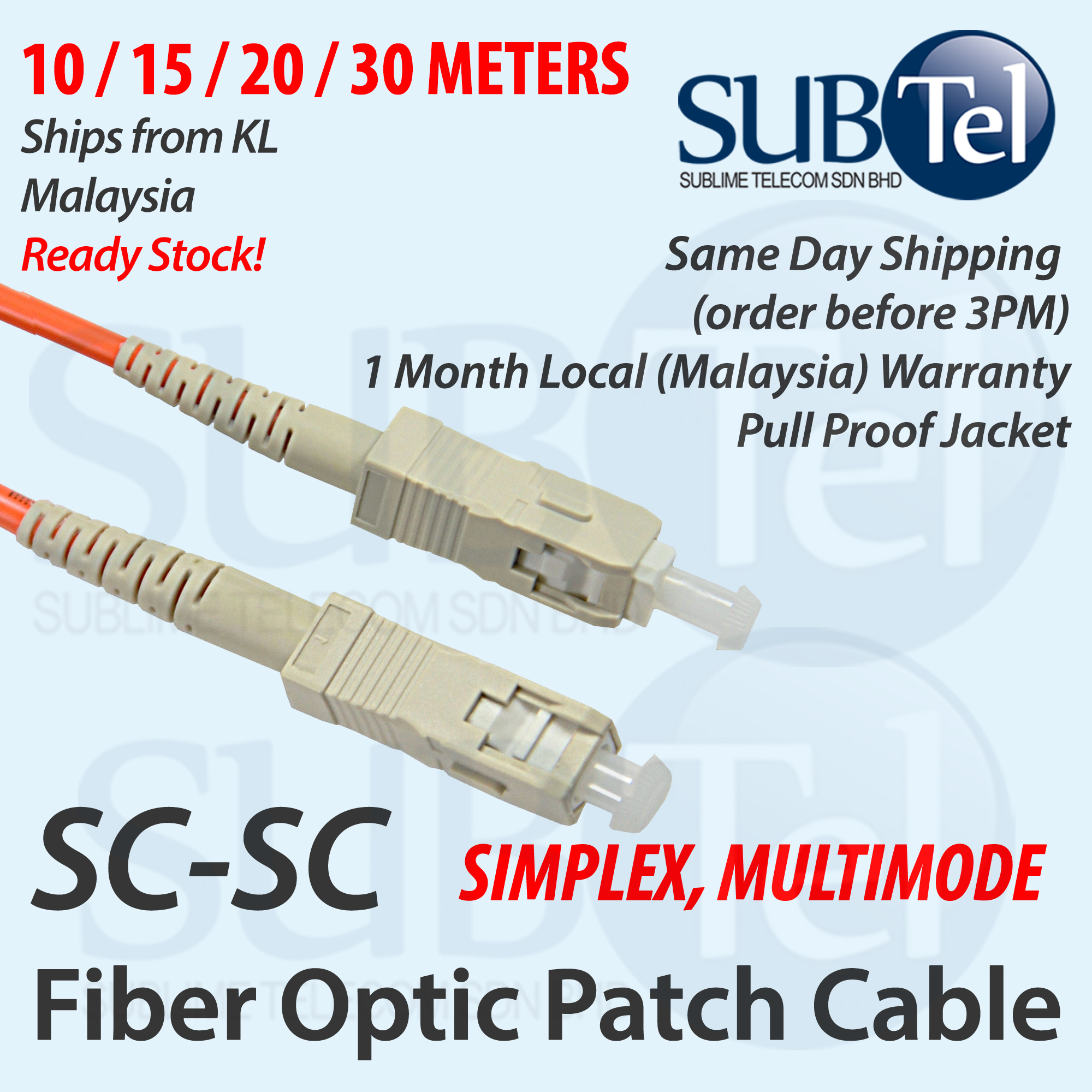 SC-SC Multi Mode Simplex Fiber Optic Patch Cord Cable OM2 SC to SC