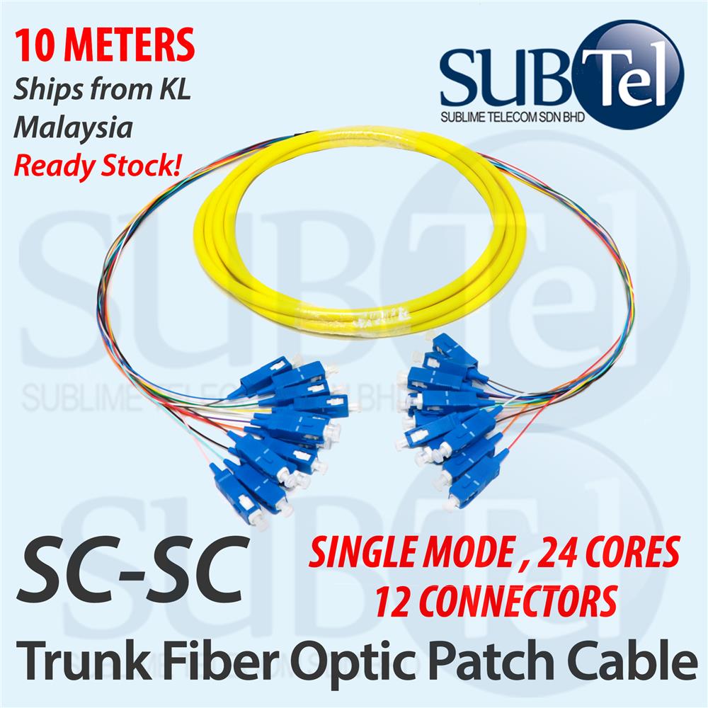SC-SC Trunk Fiber Optic Patch SMF breakout cable 24 core 10m
