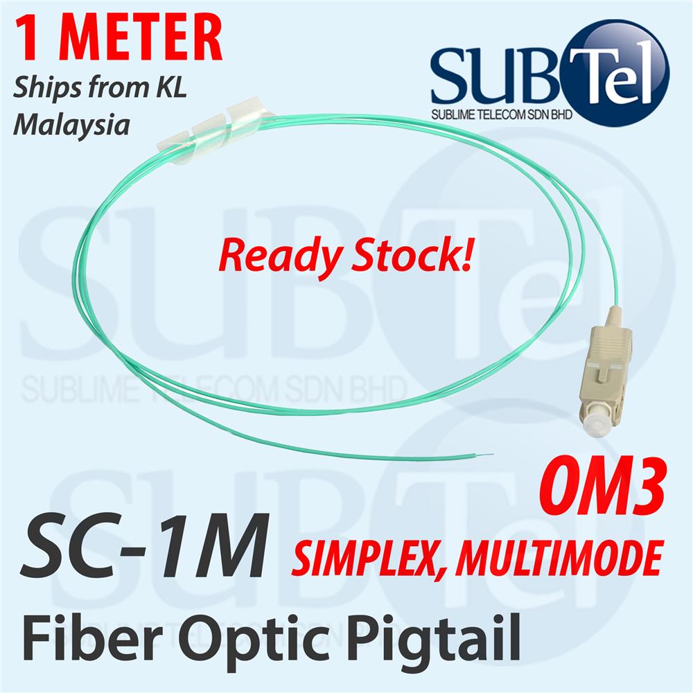 SC Simplex Multi Mode Fiber Optic Cable Pigtail OM3 LAN CCTV FTTH 1M
