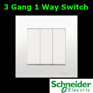 Schneider Vivace Series 3 Gang 1 Way Switch lighting fan Electrical AC