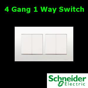 Schneider Vivace Series 4 Gang 1 Way Switch lighting fan Electrical AC