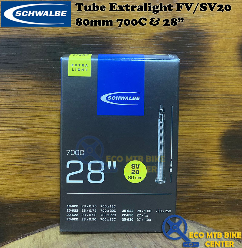 SCHWALBE Inner Tubes Extralight FV/SV20 80mm 700C &amp; 28&quot;
