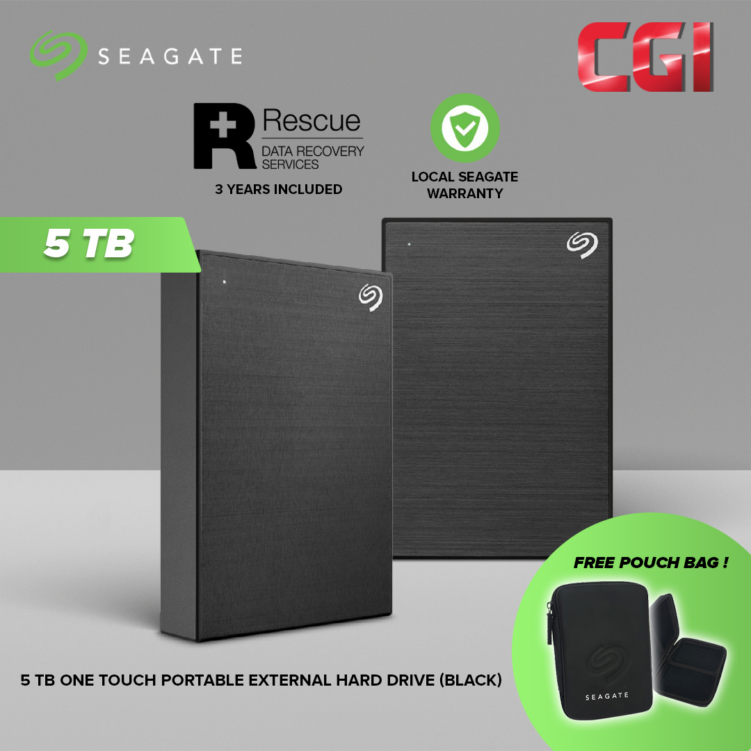 Seagate 5TB One Touch Portable Hard Drive - Black (STKZ5000400)