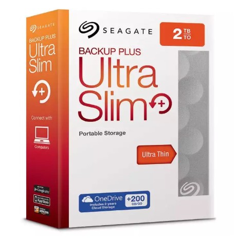 Seagate Backup Plus Ultra Slim 2TB Portable External Hard Drive USB 3.0