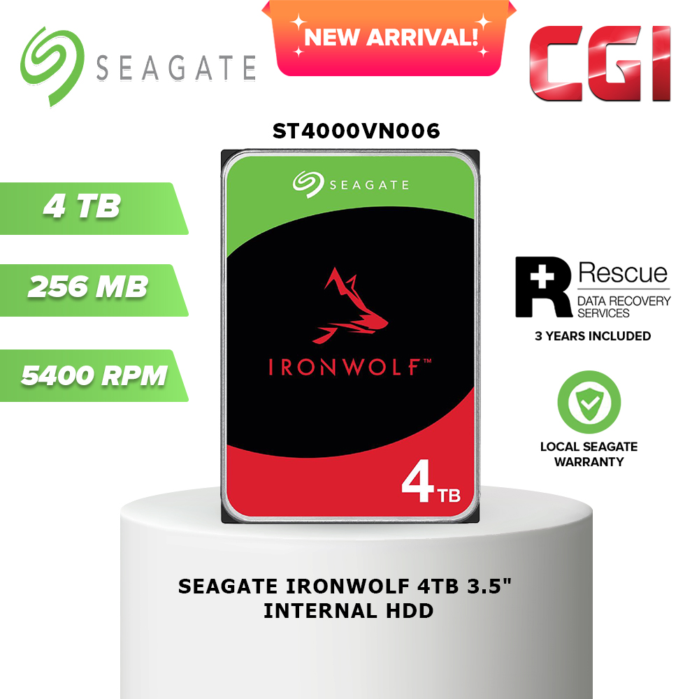 Seagate Ironwolf 4TB 3.5&quot; SATA 5400RPM Internal HDD - ST4000VN006