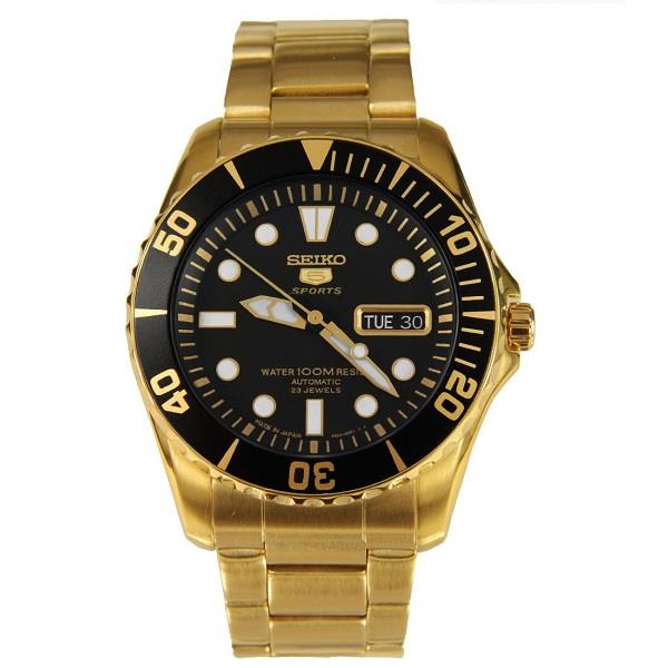 seiko 5 sports gold watch