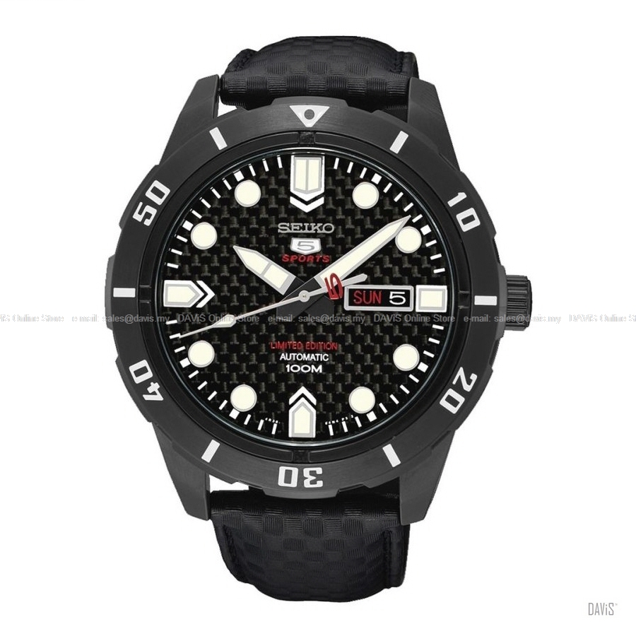 SEIKO 5 Sports SRP721K1 Day-Date Carbon Automatic Leather Black LE