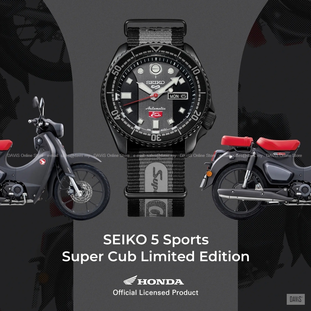 SEIKO 5 Sports SRPJ75K1 Honda Super Cub SKX Sense Nylon Black Grey LE