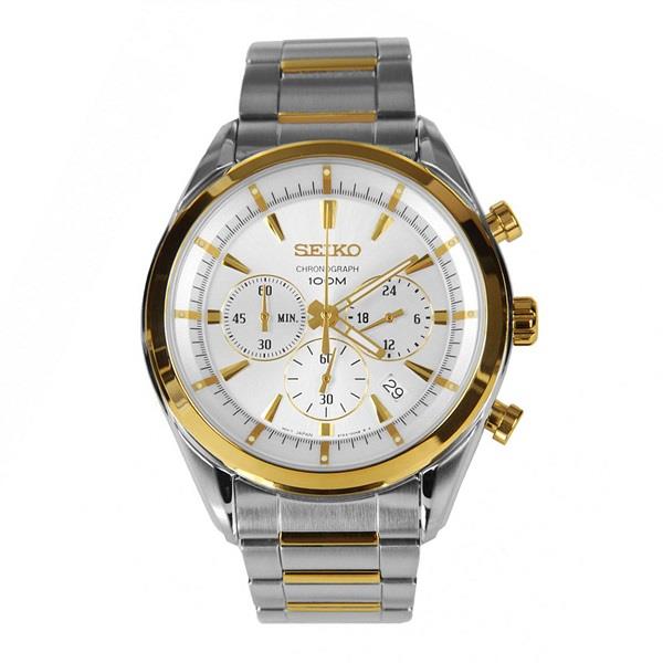 seiko two tone chronograph watch