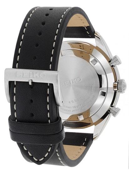 seiko chronograph leather strap watch