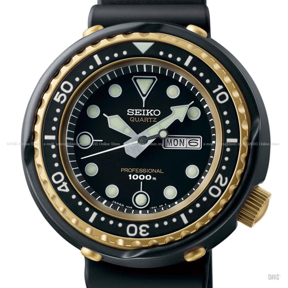 SEIKO S23626J1 Men&#39;s Prospex Golden Tuna 1000M Diver Black Gold LE