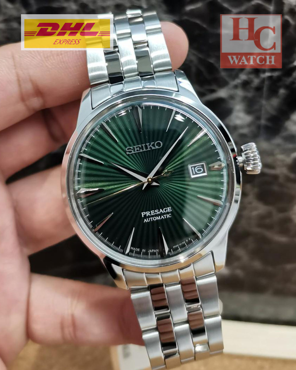 Seiko SRPE15J1 PRESAGE &quot;Mockingbird&quot; Cocktail Green Dial Steel Watch