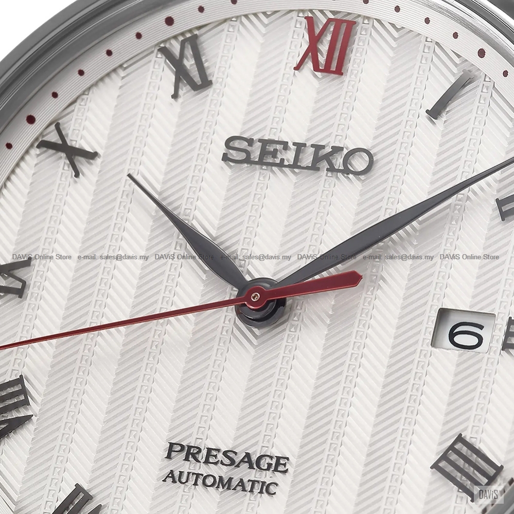 SEIKO SRPG25J1 PRESAGE Date Automatic Leather Strap White