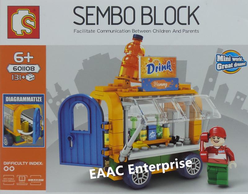Sembo Block Bricks Various Moving Stalls Hawker Trolley Drink