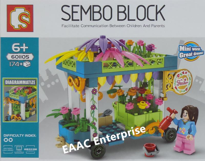 Sembo Block Bricks Various Moving Stalls Hawker Trolley Flower