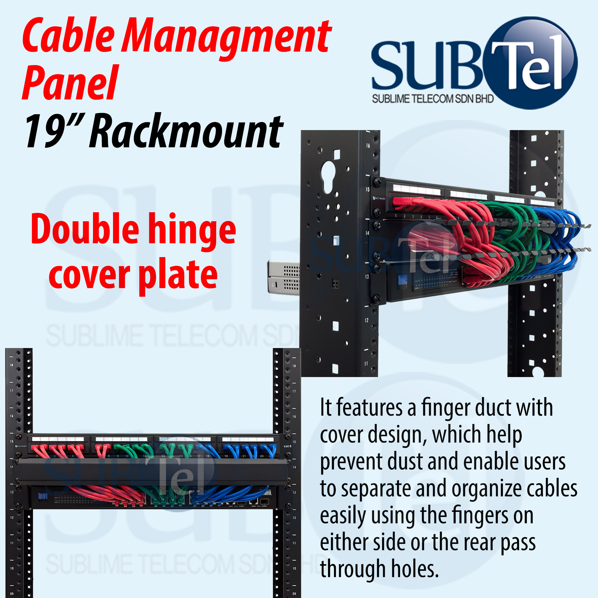 SenTec 1U 19 " Cable Management Panel Tray for Server Rack Finger Duct
