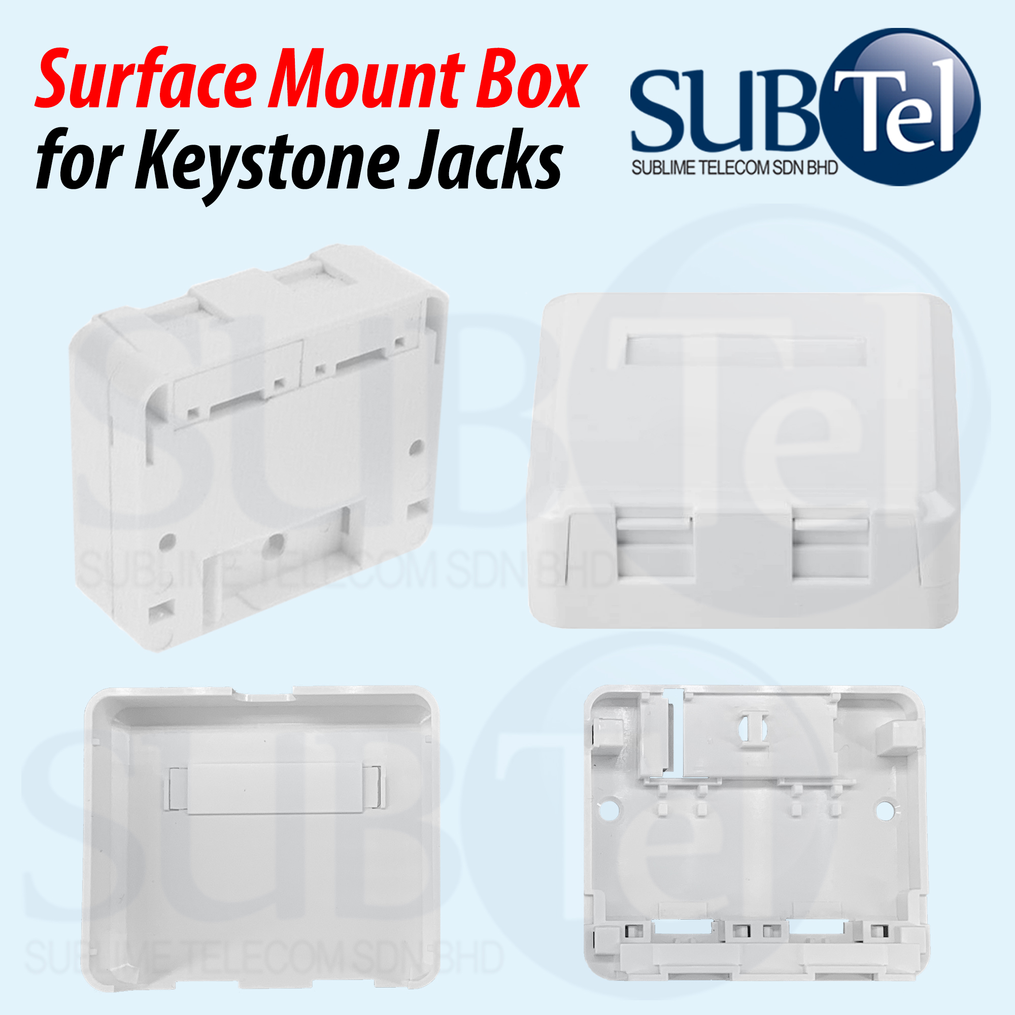 SenTec 2 Port Surface Mount Box for RJ45 Keystone Jacks CAT7 CAT6 CAT5