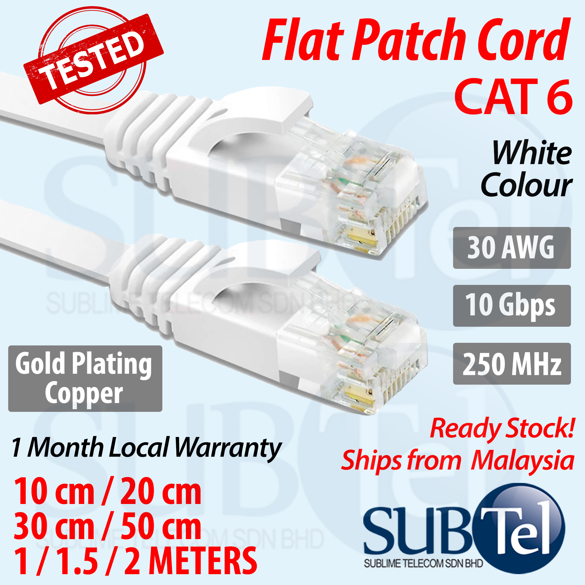 SENTEC CAT6 Network Cable Flat Patch Cord LAN Gigabit Ethernet 10G