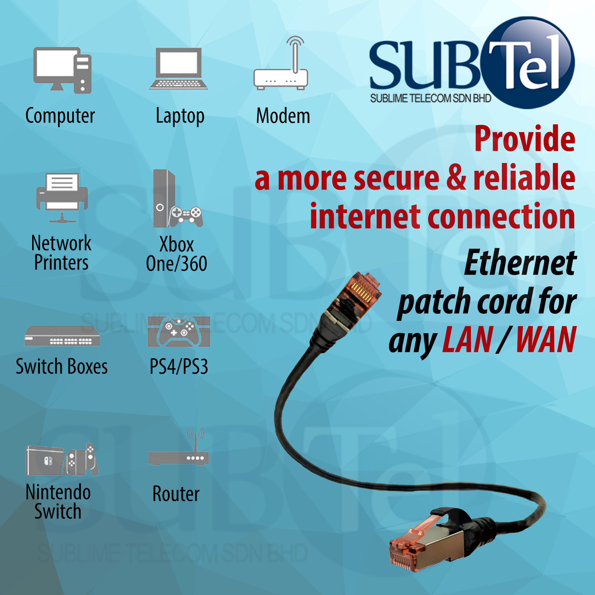 SenTec Outdoor CAT6 Round Patch Cord LAN Cable Network SFTP