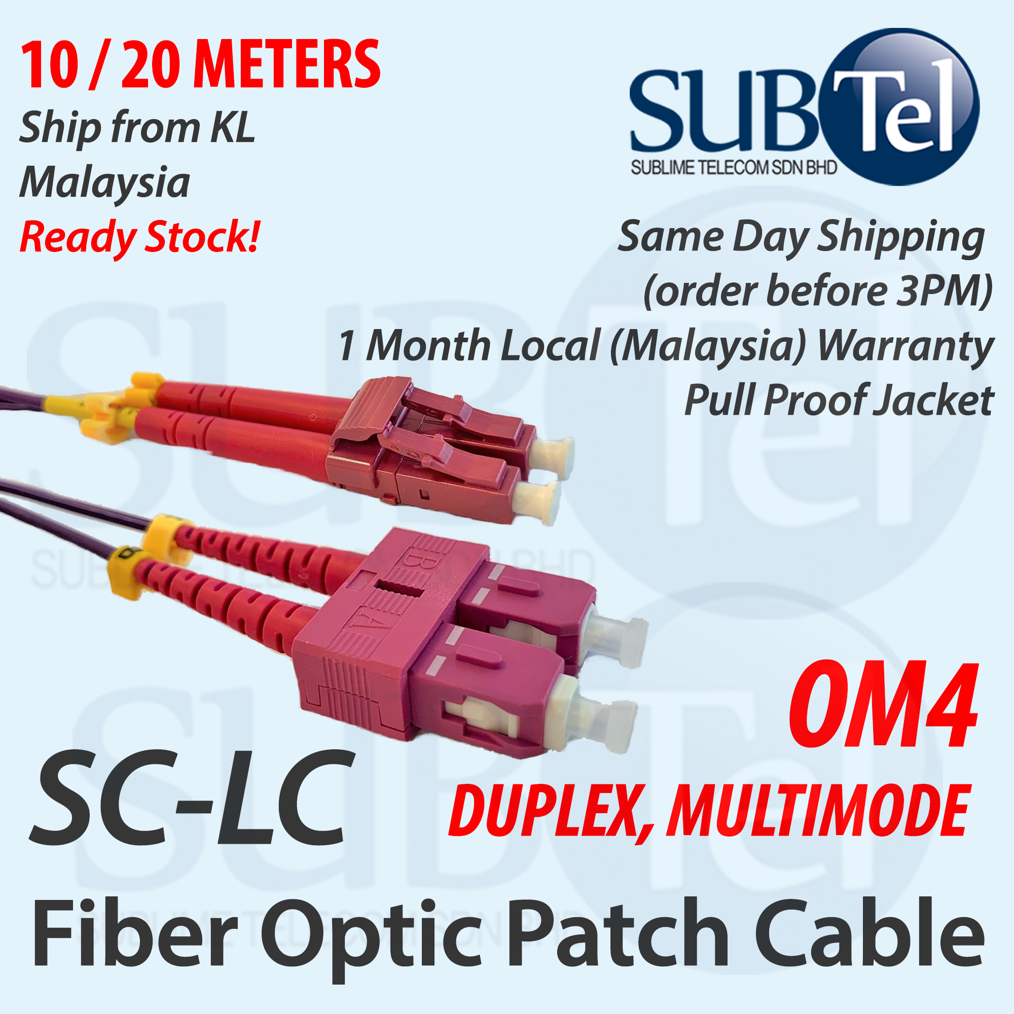 SenTec SC-LC OM4 Duplex Multi Mode Fiber Optic Cable Patch Cord MMF
