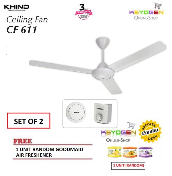 Set Of 2 Khind Cf611 Ceiling Fan With Safety Wire Provides Extra Pr