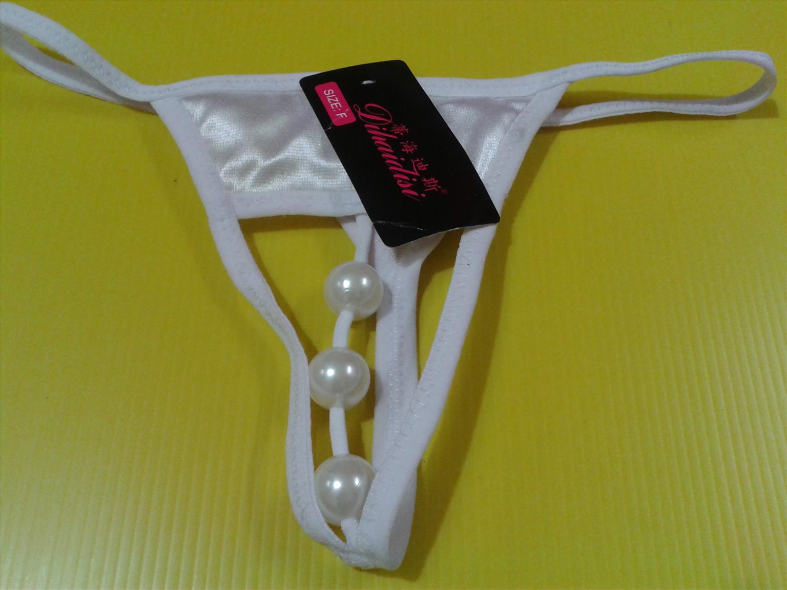Sexy women's open front pearl g-string panty - G214.