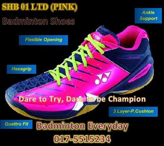 SHB 01 Ltd Pink Badminton Shoes Kasut 
