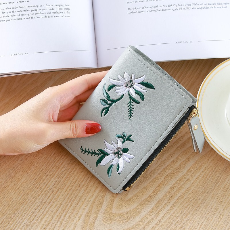 Short Flower Flake Wallet Bag Phone Dompet Pouch Purse Beg