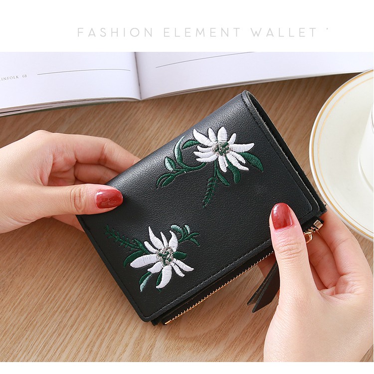 Short Flower Flake Wallet Bag Phone Dompet Pouch Purse Beg