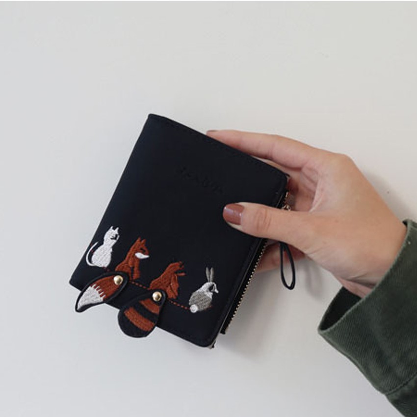 Short Wolf Wallet Coin Bag Phone Dompet Pouch Purse Cute