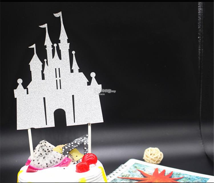 silver castle cake topper decoration