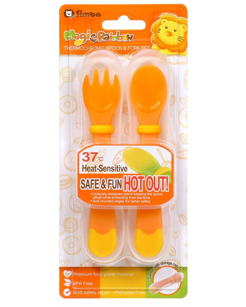 Simba Thermochromic Spoon  &amp; Fork Set (Orange)