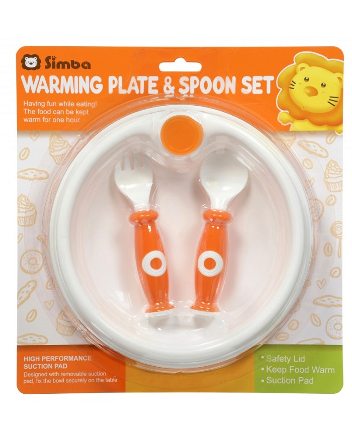 Simba Warming Plate  &amp; Spoon Set - Orange