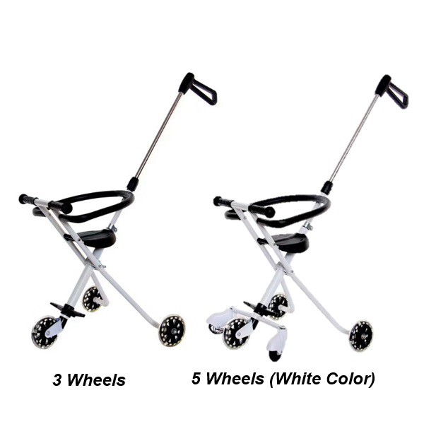Simple Light Portable Kid Folding 3 And 5 Flash Wheels Stroller With Safety Ri